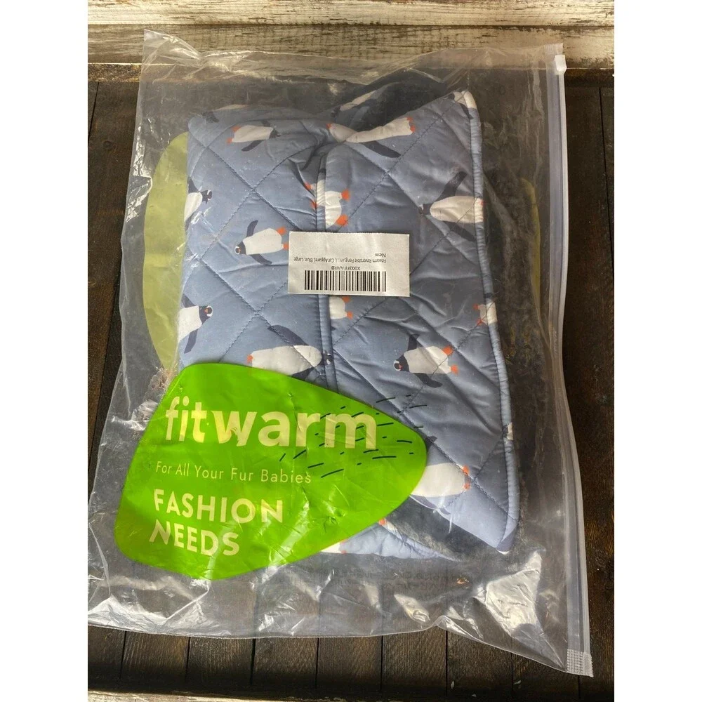 Fitwarm Reversible Penguin/Fur Sz L Dog Coat Waterproof Thermal Pet Puffer Vest